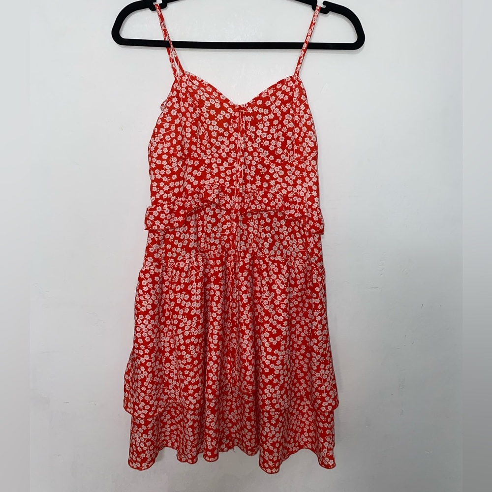 Red with white flowers spring/summer dress